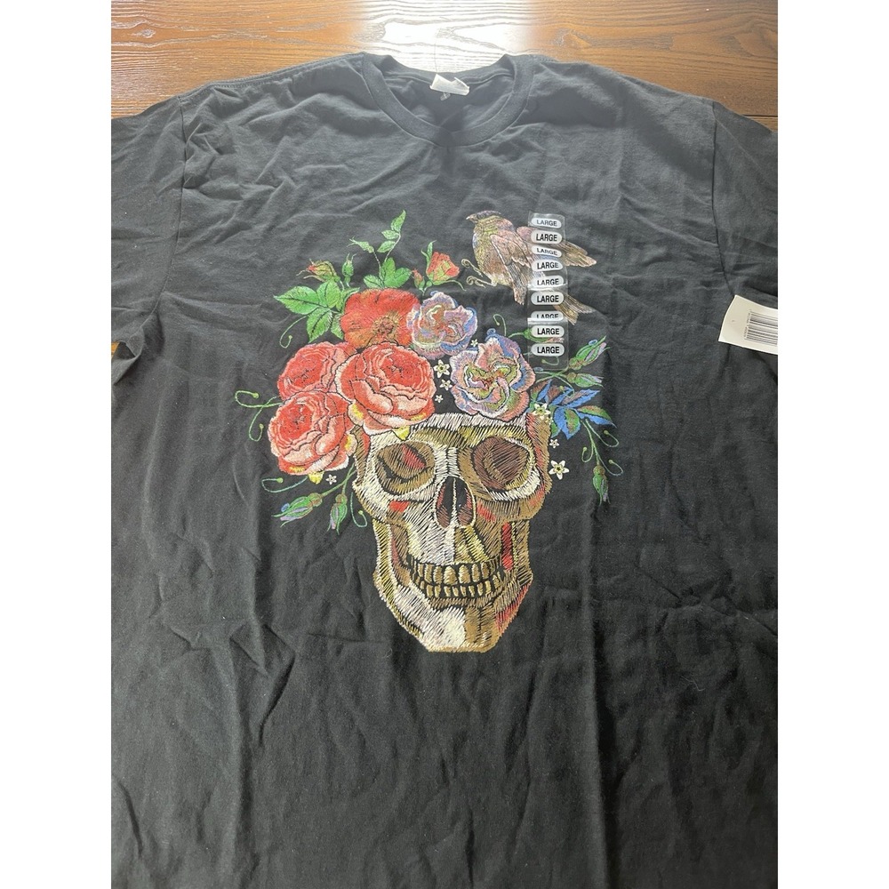NEW Return To Sender Skull & Rose w/ Bird Men's Black T-Shirt Size Large NWT